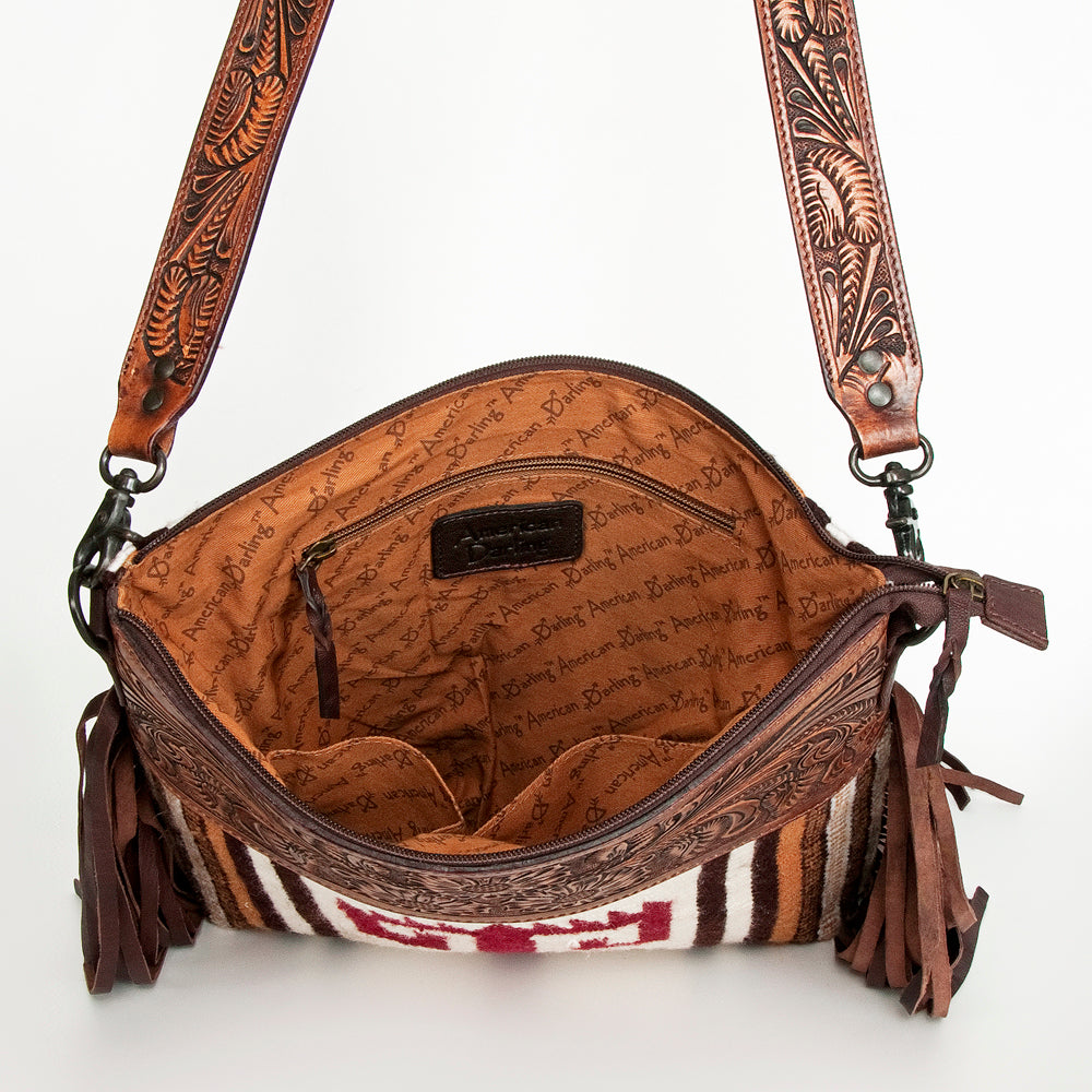 American Darling ADBGZ675 Signature Crossbody Hand Tooled Saddle Blanket Genuine Leather Women Bag Western Handbag Purse