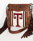 American Darling ADBGZ675 Signature Crossbody Hand Tooled Saddle Blanket Genuine Leather Women Bag Western Handbag Purse