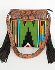 American Darling ADBGZ676 Signature Crossbody Hand Tooled Saddle Blanket Genuine Leather Women Bag Western Handbag Purse