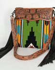 American Darling ADBGZ676 Signature Crossbody Hand Tooled Saddle Blanket Genuine Leather Women Bag Western Handbag Purse