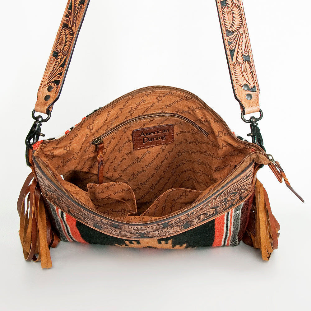 American Darling ADBGZ678 Signature Crossbody Hand Tooled Saddle Blanket Genuine Leather Women Bag Western Handbag Purse