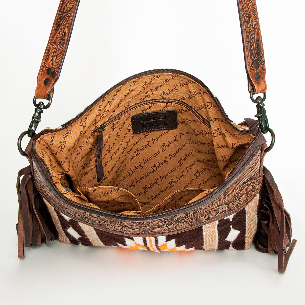 American Darling ADBGZ680 Signature Crossbody Hand Tooled Saddle Blanket Genuine Leather Women Bag Western Handbag Purse