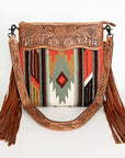 American Darling ADBGZ683 Signature Crossbody Hand Tooled Saddle Blanket Genuine Leather Women Bag Western Handbag Purse