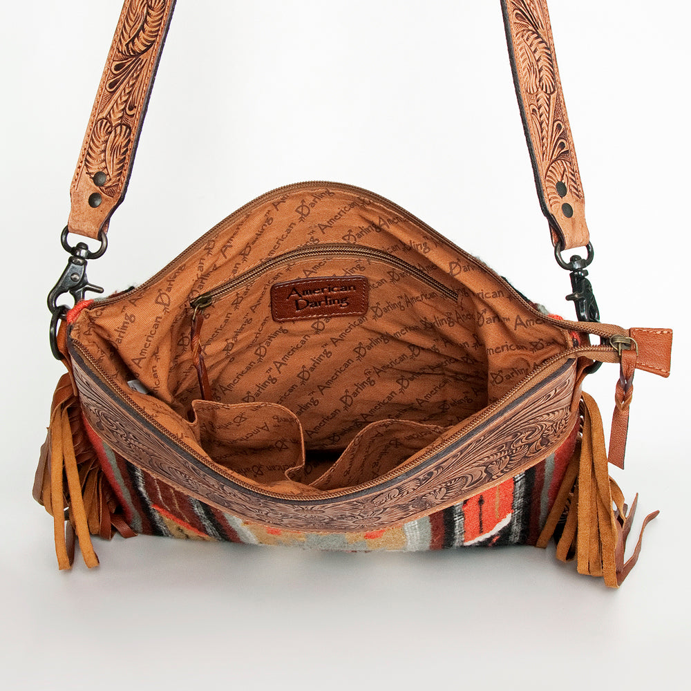 American Darling ADBGZ683 Signature Crossbody Hand Tooled Saddle Blanket Genuine Leather Women Bag Western Handbag Purse