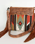 American Darling ADBGZ683 Signature Crossbody Hand Tooled Saddle Blanket Genuine Leather Women Bag Western Handbag Purse