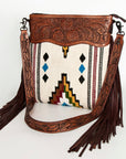 American Darling ADBGZ685 Signature Crossbody Hand Tooled Saddle Blanket Genuine Leather Women Bag Western Handbag Purse