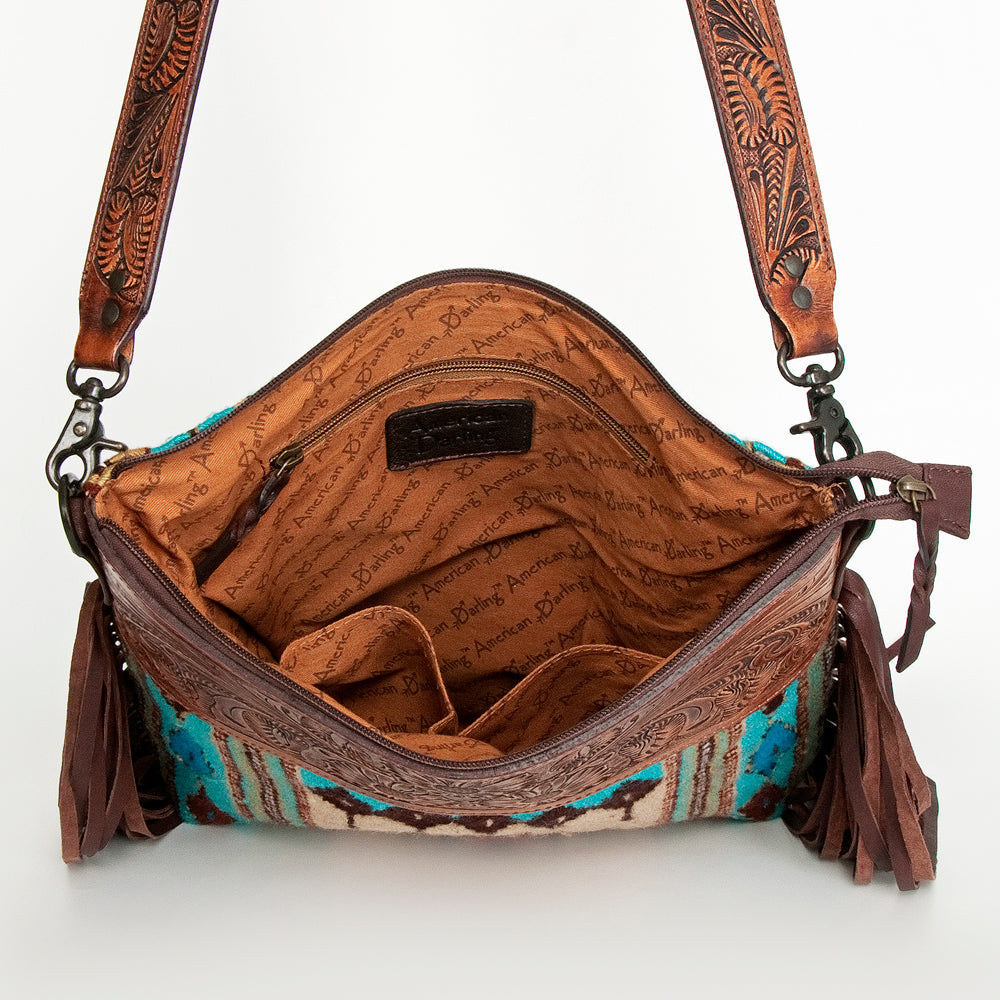 American Darling ADBGZ687 Signature Crossbody Hand Tooled Saddle Blanket Genuine Leather Women Bag Western Handbag Purse