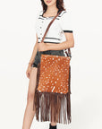 American Darling ADBGS192BQ Messenger Hair-On Genuine Leather Women Bag Western Handbag Purse