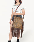 American Darling ADBGS192BR Messenger Hair-On Genuine Leather Women Bag Western Handbag Purse