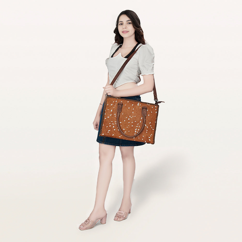 American Darling Briefcase Hair-On Genuine Leather Women Bag Western Handbag Purse