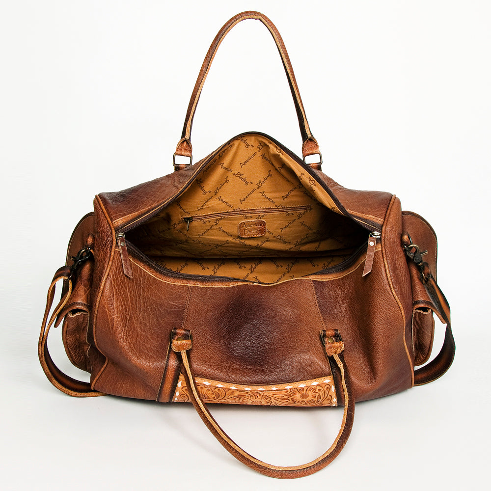 American Darling Duffel Hand Tooled Genuine Leather Western Women Bag | Handbag Duffle Weekend Travel Bags for