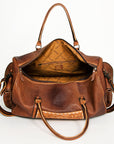 American Darling Duffel Hand Tooled Genuine Leather Western Women Bag | Handbag Duffle Weekend Travel Bags for