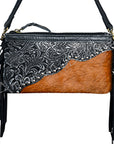 American Darling Cross Body Hand Tooled Hair On-Genuine Leather Western Women Bag Handbag Purse | Crossbody for Cute