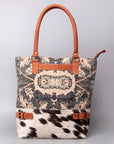 OHLAY KB462 TOTE Upcycled Canvas Hair-on Genuine Leather women bag western handbag purse