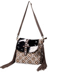OHLAY KB468 Cross Body Upcycled Wool Upcycled Canvas Hair-On Genuine Leather women bag western handbag purse