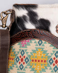 OHLAY KB471 Cross Body Upcycled Wool Upcycled Canvas Embossed Hair-On Genuine Leather women bag western handbag purse