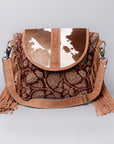 OHLAY KB483 Cross Body Upcycled Canvas Hair-On Genuine Leather women bag western handbag purse