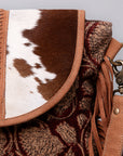 OHLAY KB483 Cross Body Upcycled Canvas Hair-On Genuine Leather women bag western handbag purse
