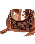 OHLAY KB483 Cross Body Upcycled Canvas Hair-On Genuine Leather women bag western handbag purse