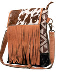 OHLAY KB495 Cross Body Upcycled Wool Upcycled Canvas Hair-On Genuine Leather women bag western handbag purse
