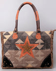 OHLAY WEEKENDER Upcycled Wool Upcycled Canvas Embossed Hair-on Genuine Leather women bag western handbag purse