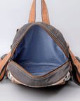 OHLAY KB500 Backpack Upcycled Canvas Genuine Leather women bag western handbag purse