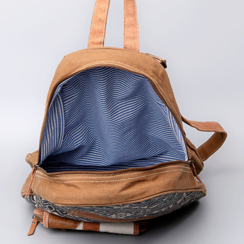 OHLAY KB501 Backpack Upcycled Canvas Hair-On Genuine Leather women bag western handbag purse