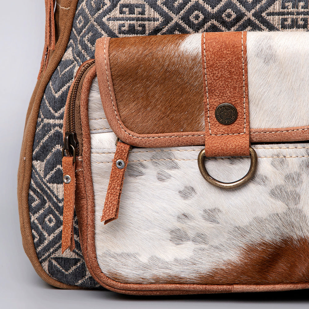 OHLAY KB501 Backpack Upcycled Canvas Hair-On Genuine Leather women bag western handbag purse