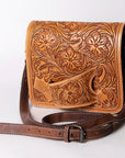 American Darling ADBG1041 Small Crossbody Hand Tooled Genuine Leather Women Bag Western Handbag Purse