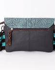 OHLAY WALLET Hand Tooled Crocodile Embossed Genuine Leather women bag western handbag purse