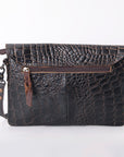OHLAY WALLET Hand Tooled Crocodile Embossed Genuine Leather women bag western handbag purse