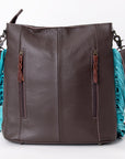 OHLAY MESSENGER Hand Tooled Embossed Hair-on Genuine Leather women bag western handbag purse
