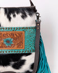 OHLAY MESSENGER Hand Tooled Embossed Hair-on Genuine Leather women bag western handbag purse