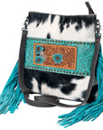OHLAY MESSENGER Hand Tooled Embossed Hair-on Genuine Leather women bag western handbag purse
