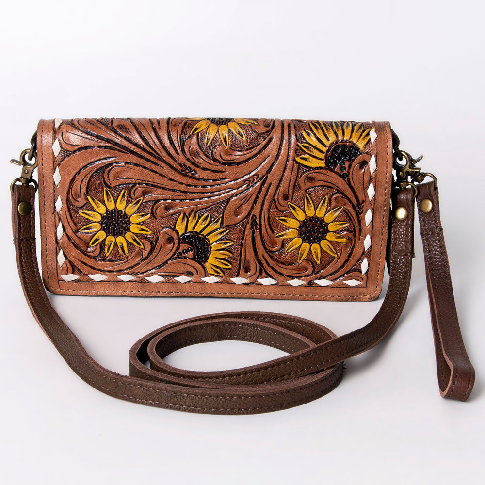 American Darling Organiser Hair-On Hand Tooled Genuine Leather Women Bag Western Handbag Purse