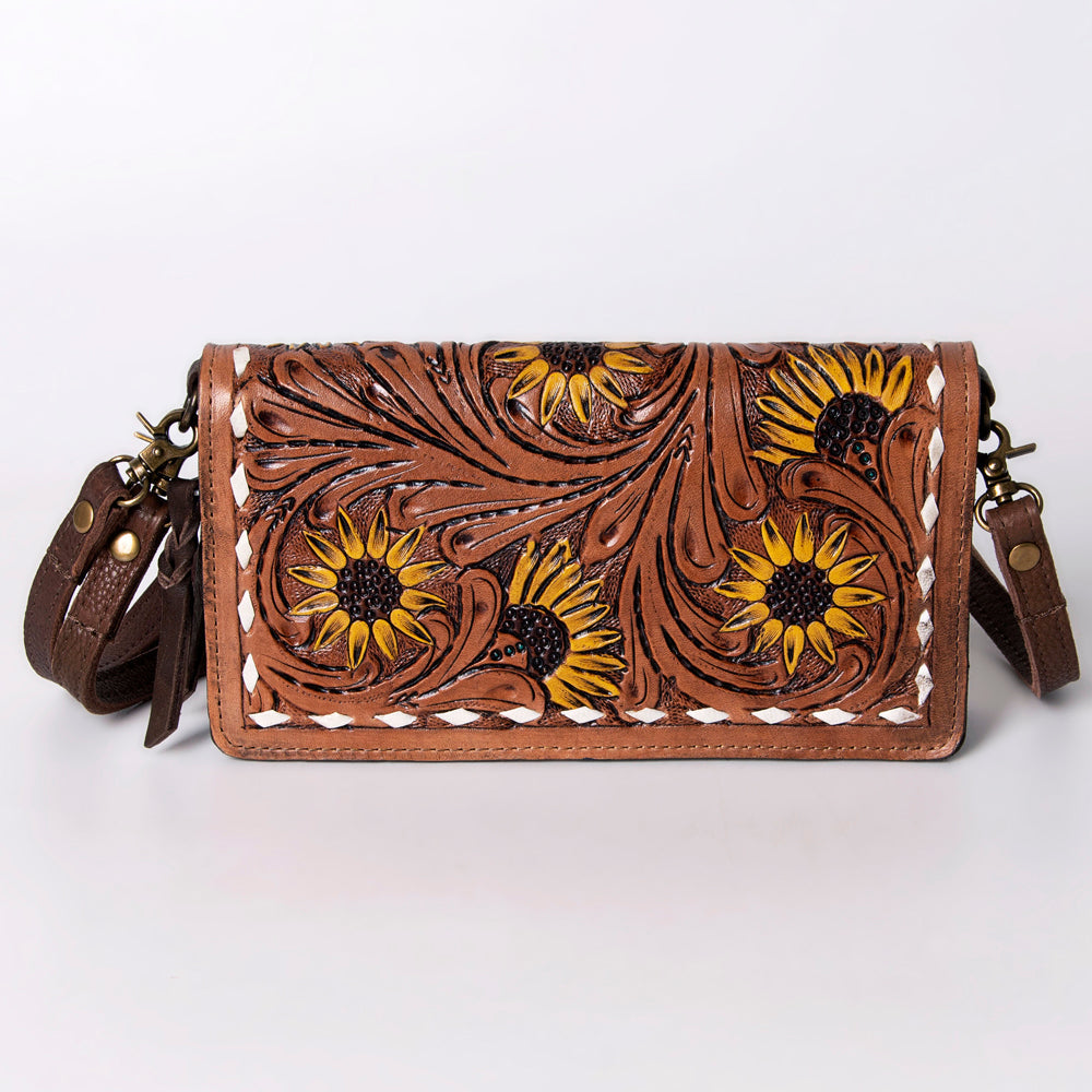 American Darling Organiser Hair-On Hand Tooled Genuine Leather Women Bag Western Handbag Purse
