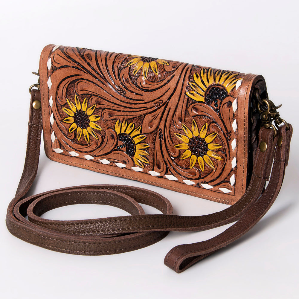 American Darling Organiser Hair-On Hand Tooled Genuine Leather Women Bag Western Handbag Purse
