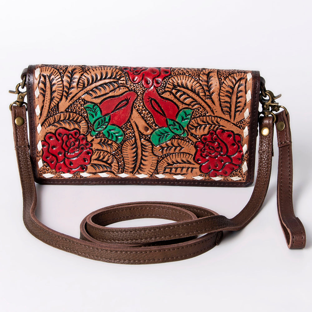 American Darling Organiser Hair-On Hand Tooled Genuine Leather Women Bag Western Handbag Purse