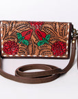 American Darling Organiser Hair-On Hand Tooled Genuine Leather Women Bag Western Handbag Purse