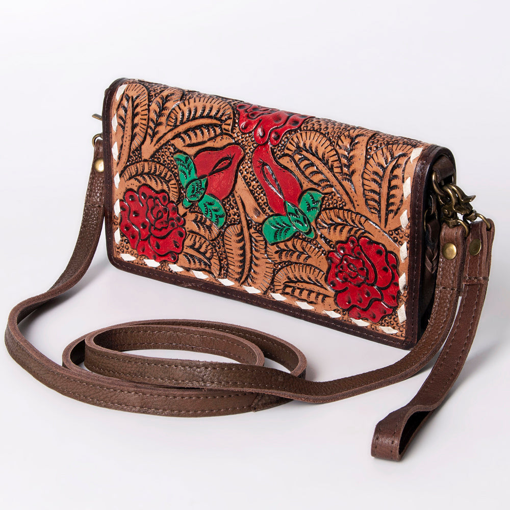 American Darling Organiser Hair-On Hand Tooled Genuine Leather Women Bag Western Handbag Purse