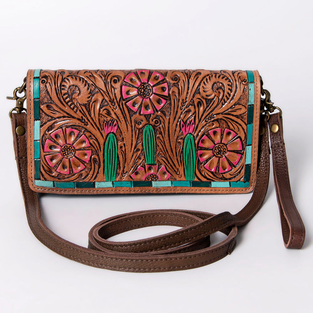 American Darling Organiser Hair-On Hand Tooled Genuine Leather Women Bag Western Handbag Purse