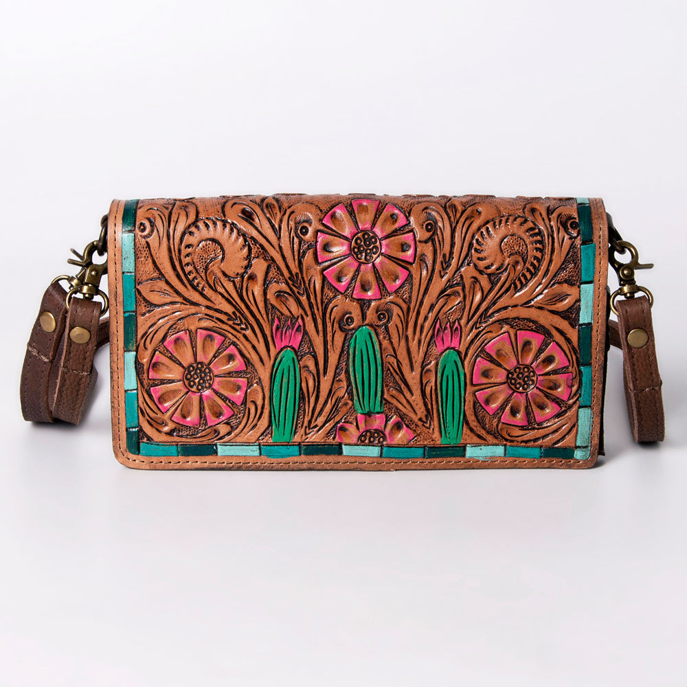 American Darling Organiser Hair-On Hand Tooled Genuine Leather Women Bag Western Handbag Purse