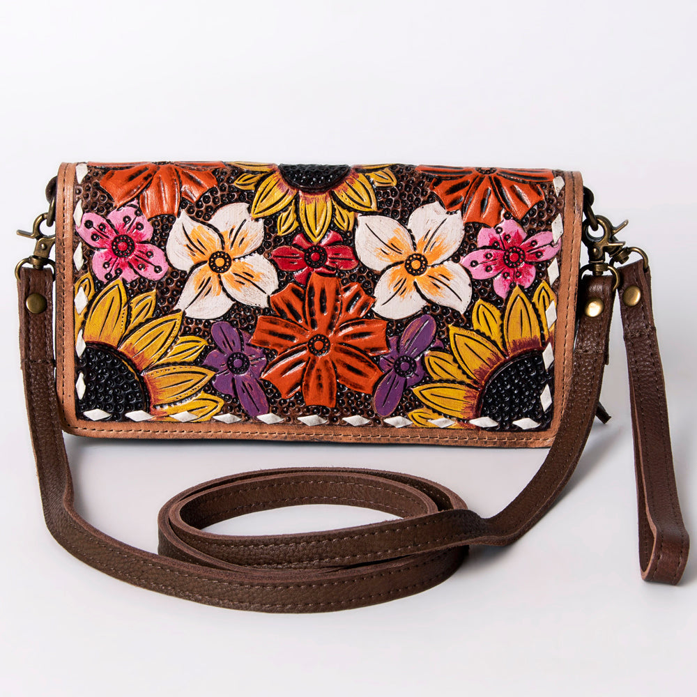 American Darling Organiser Hair-On Hand Tooled Genuine Leather Women Bag Western Handbag Purse