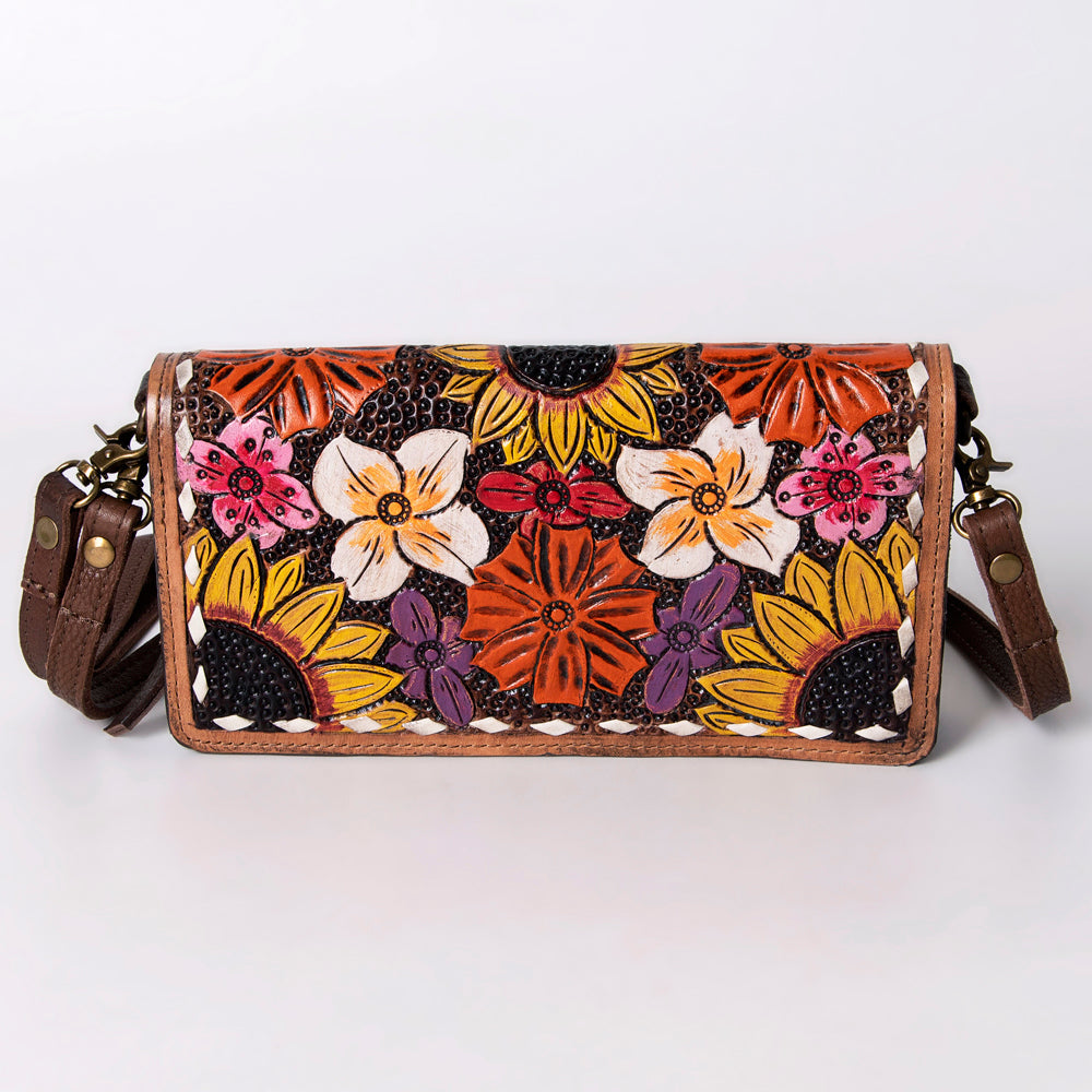 American Darling Organiser Hair-On Hand Tooled Genuine Leather Women Bag Western Handbag Purse