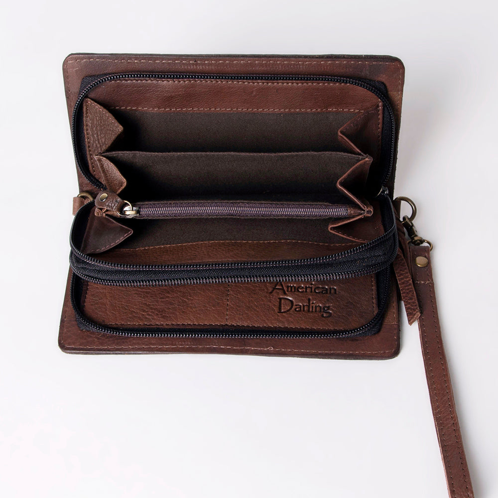 American Darling Organiser Hair-On Hand Tooled Genuine Leather Women Bag Western Handbag Purse