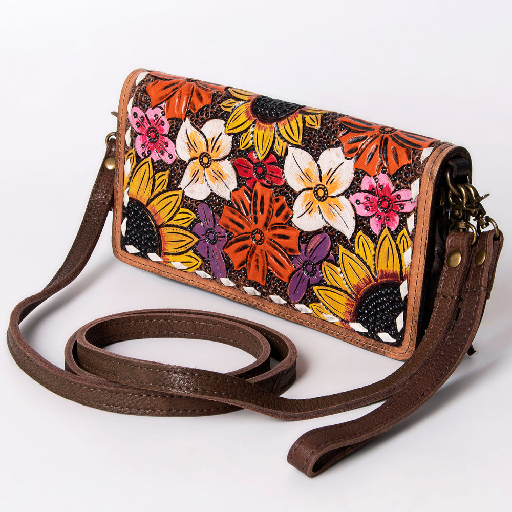 American Darling Organiser Hair-On Hand Tooled Genuine Leather Women Bag Western Handbag Purse