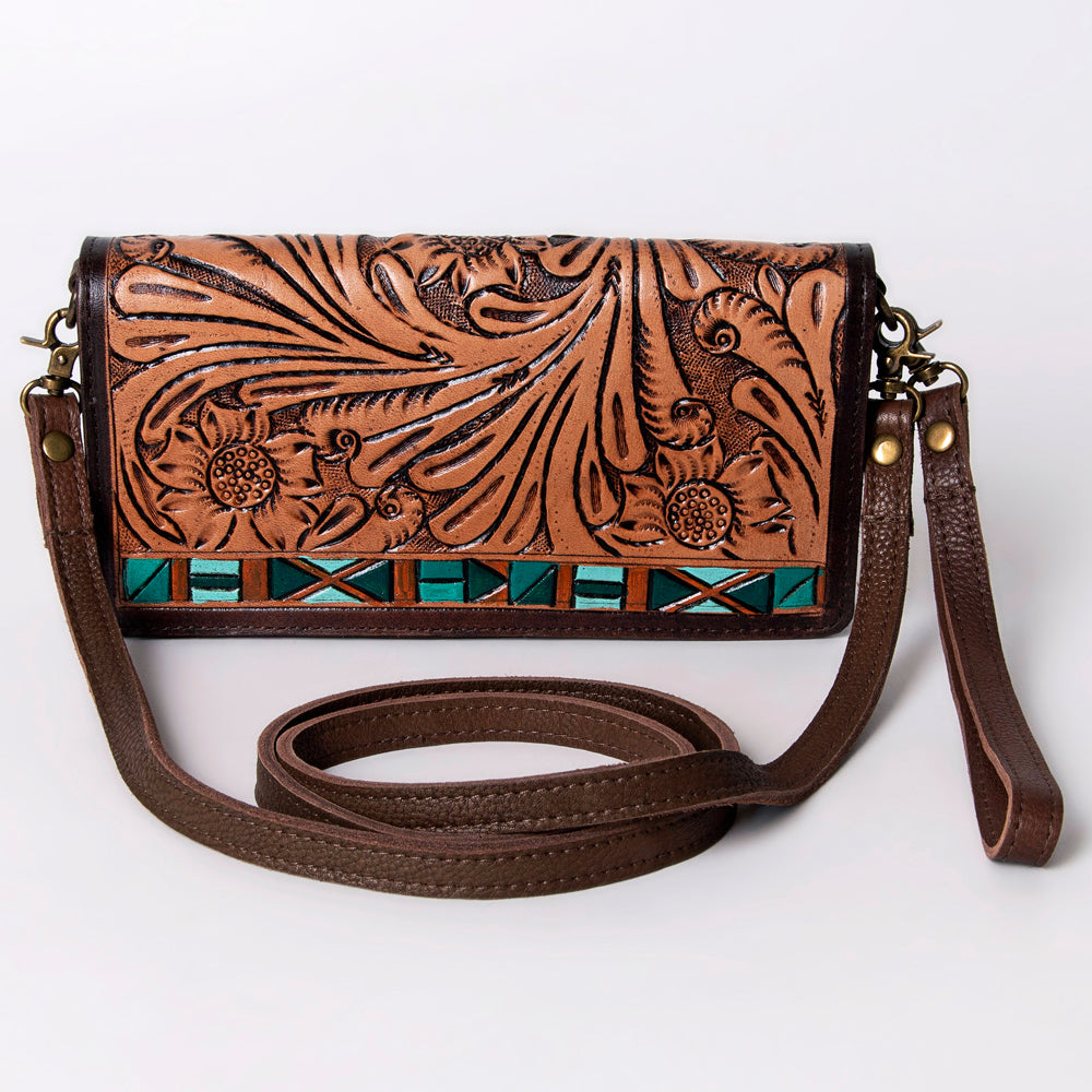 American Darling Organiser Hair-On Hand Tooled Genuine Leather Women Bag Western Handbag Purse