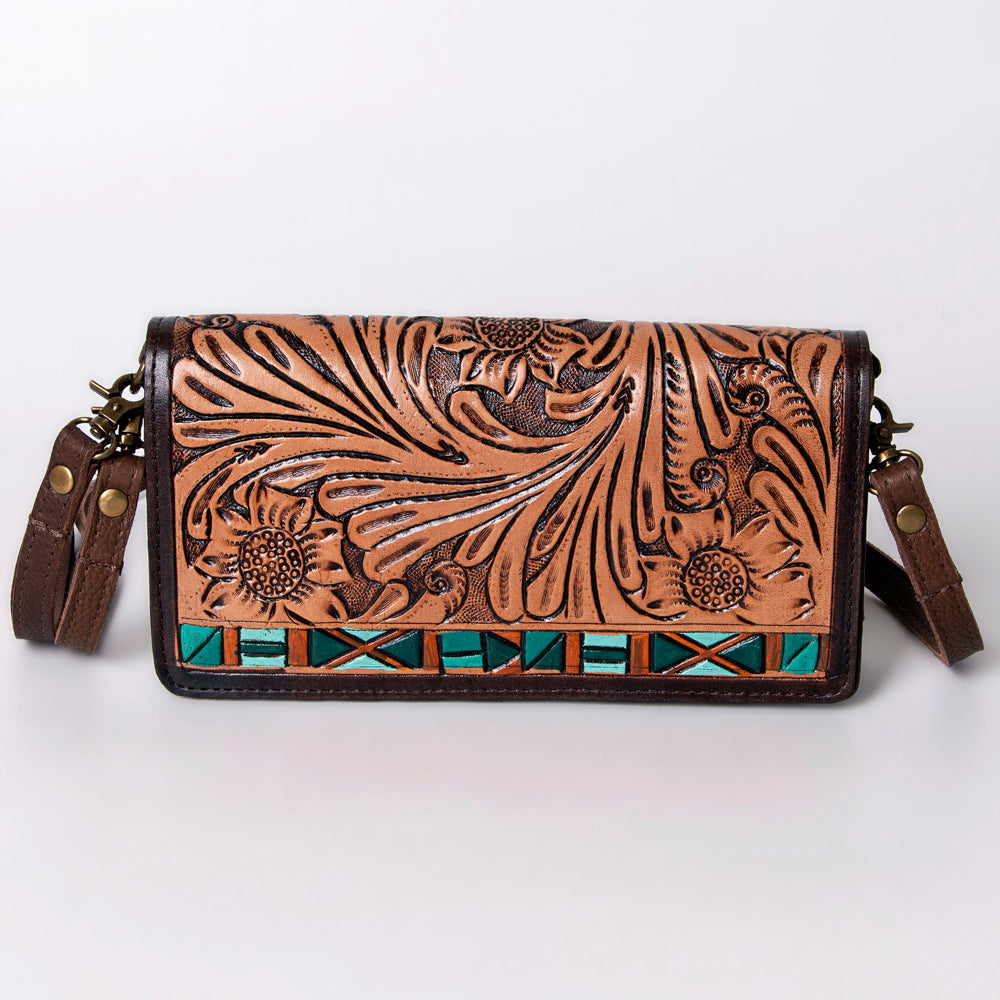 American Darling Organiser Hair-On Hand Tooled Genuine Leather Women Bag Western Handbag Purse