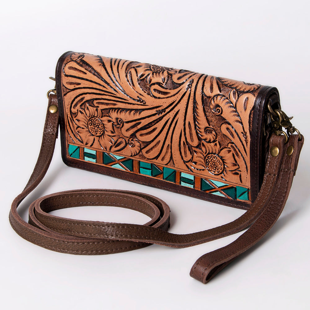 American Darling Organiser Hair-On Hand Tooled Genuine Leather Women Bag Western Handbag Purse