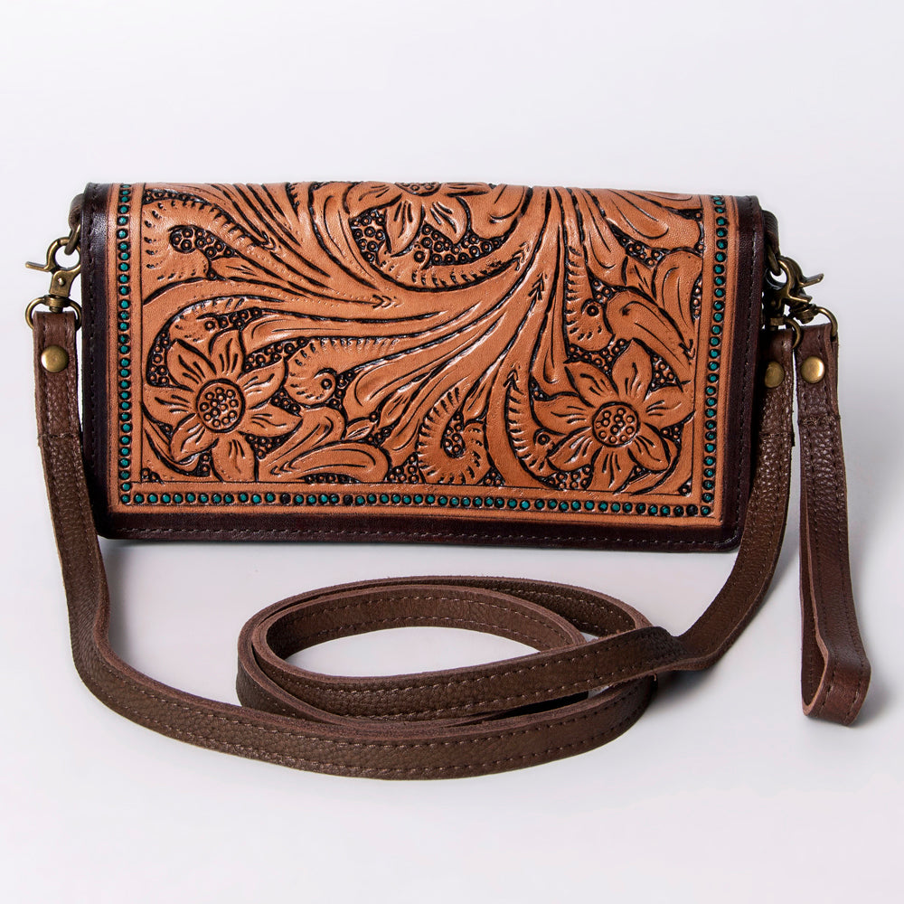 American Darling Organiser Hair-On Hand Tooled Genuine Leather Women Bag Western Handbag Purse